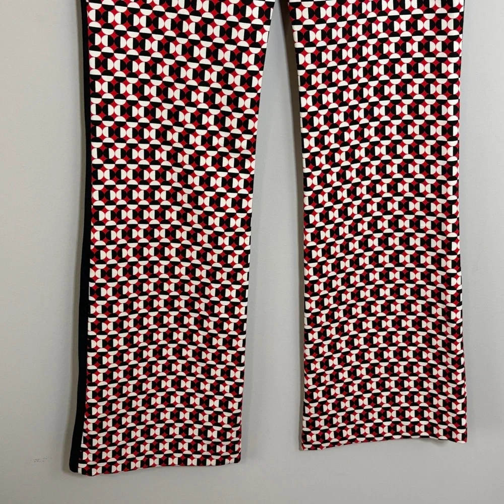 Anthropologie Maeve The Margot Kick Flare Pants Red Geometric Pull On Sz XS - Picture 10 of 15